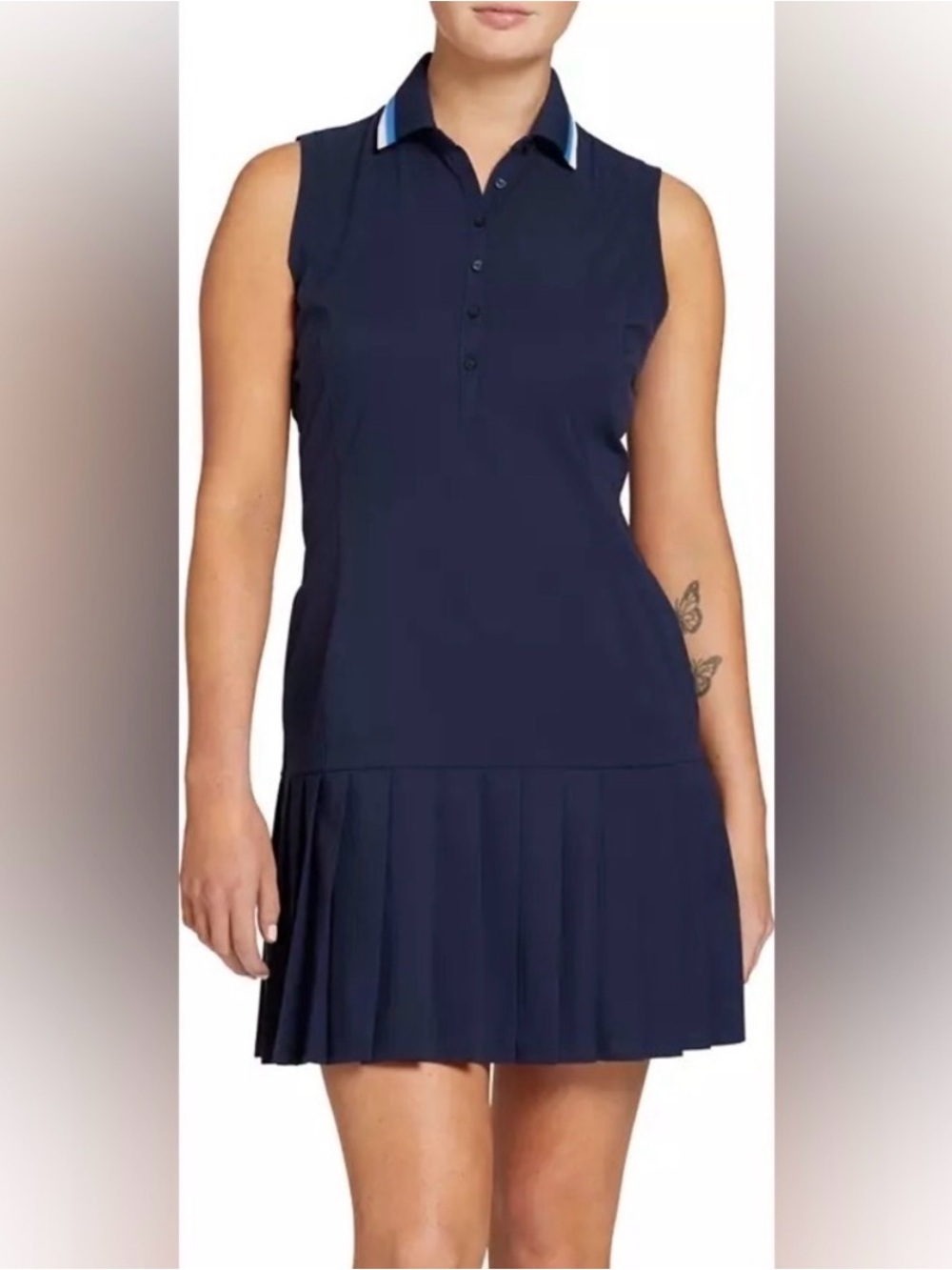 Lady Hagen Golf Dress NWT Size Medium Navy Blue Sleeveless Pleated Pockets